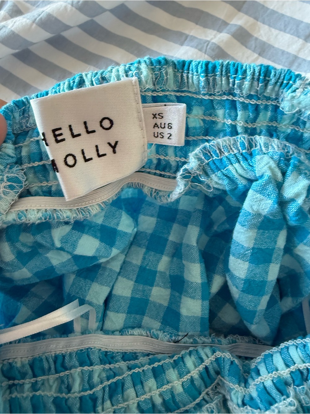 Hello Molly maxi dress plaid Blue Gingham Halter dress wedding guest dress - Picture 2 of 3